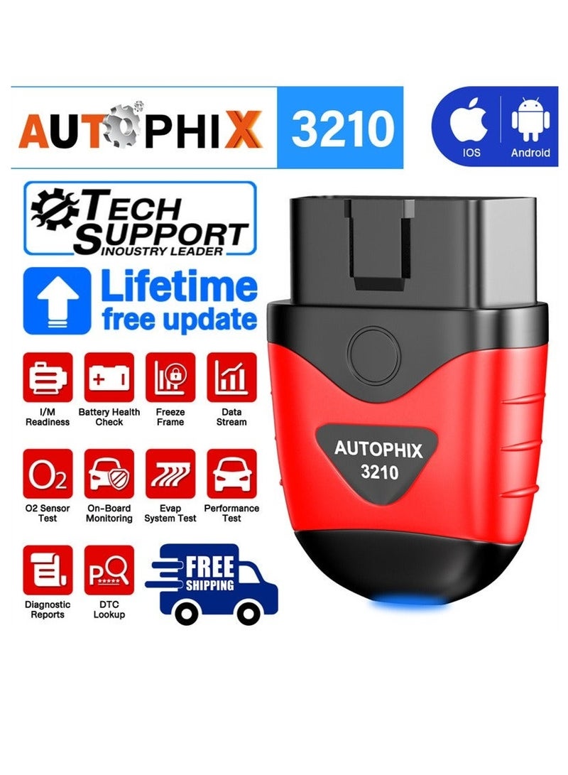 AutoPhix Bluetooth OBD2 Scanner Enhanced Universal Car Code Readers & Scan Tools Diagnostic Scanner with Performance Test Battery Test Check Engine Light Exclusive APP for iPhone, iPad & Android - Image 1